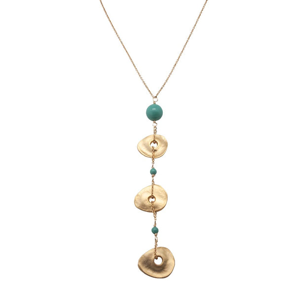 Freeform Gold-Plated Jade Disc Pendant