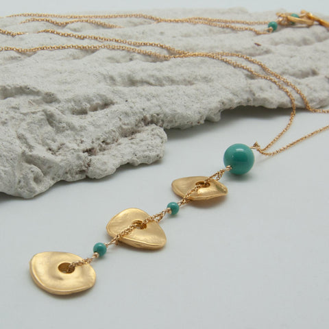 Freeform Gold-Plated Jade Disc Pendant