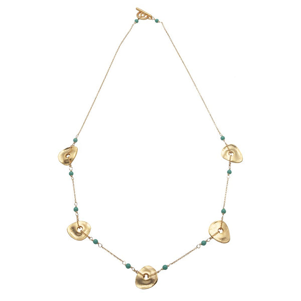 Pebble Disc Gold-Plated Jade Necklace
