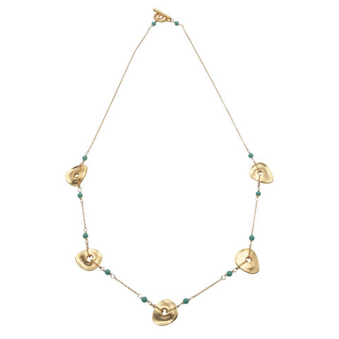 Pebble Disc Gold-Plated Jade Necklace