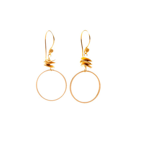 Circle Gold-Plated Drop Earrings