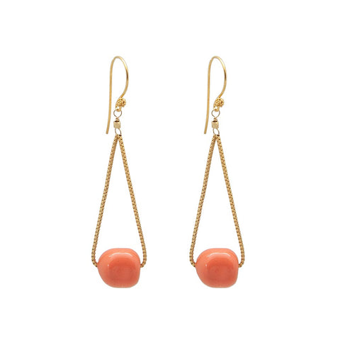 Nugget Gold-Plated Coral Floating Drop Earrings
