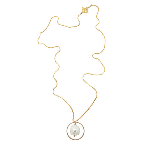 Nugget Gold-Plated Pearl Circle Necklace
