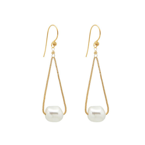 Nugget Gold-Plated Pearl Floating Drop Earrings