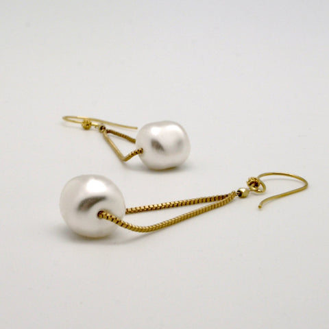 Nugget Gold-Plated Pearl Floating Drop Earrings