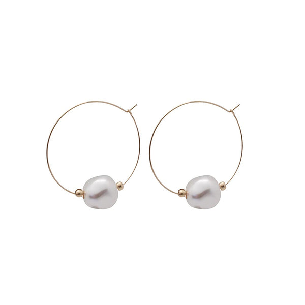 Nugget Gold-Plated Pearl Hoops