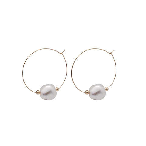 Nugget Gold-Plated Pearl Hoops