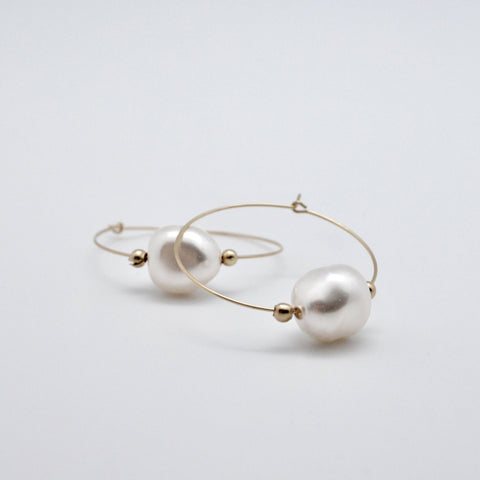 Nugget Gold-Plated Pearl Hoops