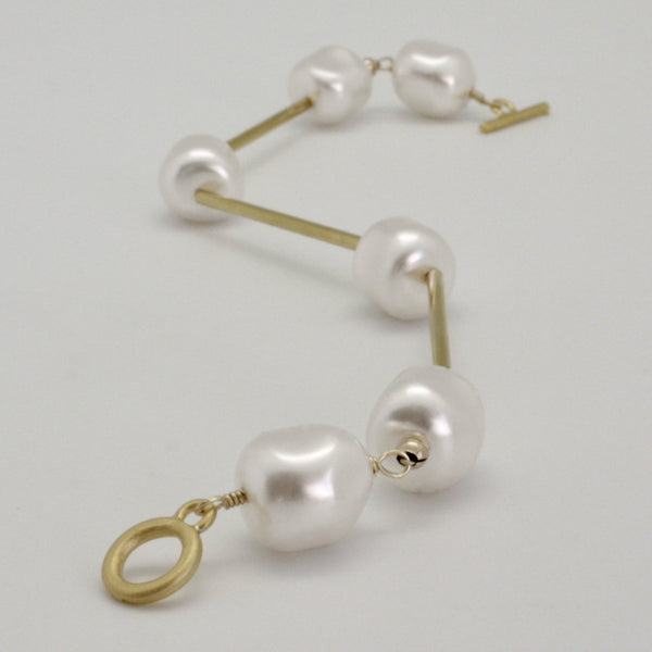 Nugget Pearl Tube Bracelet