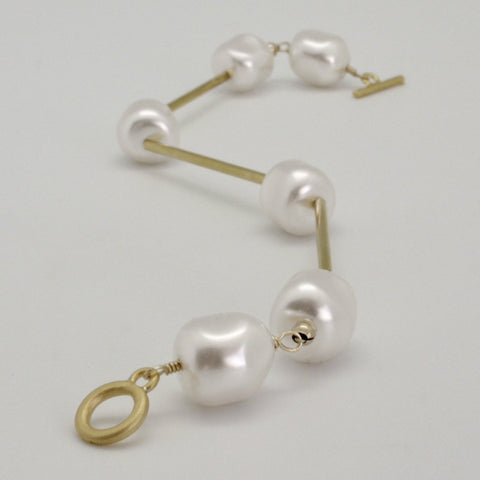 Nugget Pearl Tube Bracelet