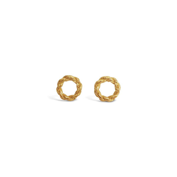 Rope Circle Sterling Silver & Gold-Plated Stud Earrings