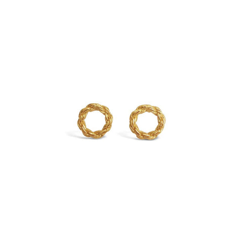 Rope Circle Sterling Silver & Gold-Plated Stud Earrings
