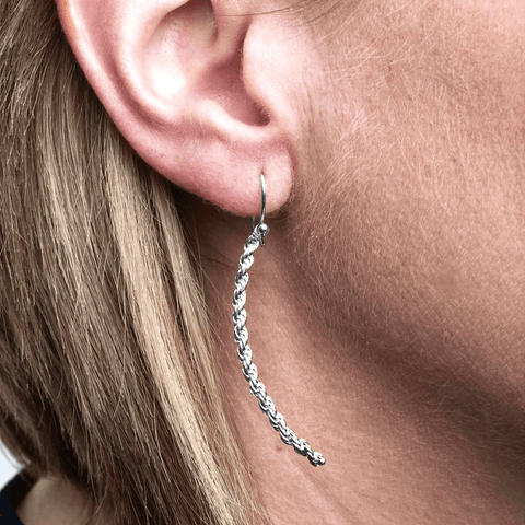 Rope Arc Sterling Silver Drop Earrings