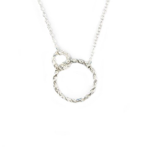Rope Circle Sterling Silver Double Necklace