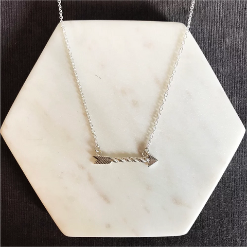 Arrow Sterling Silver Side Chain Necklace