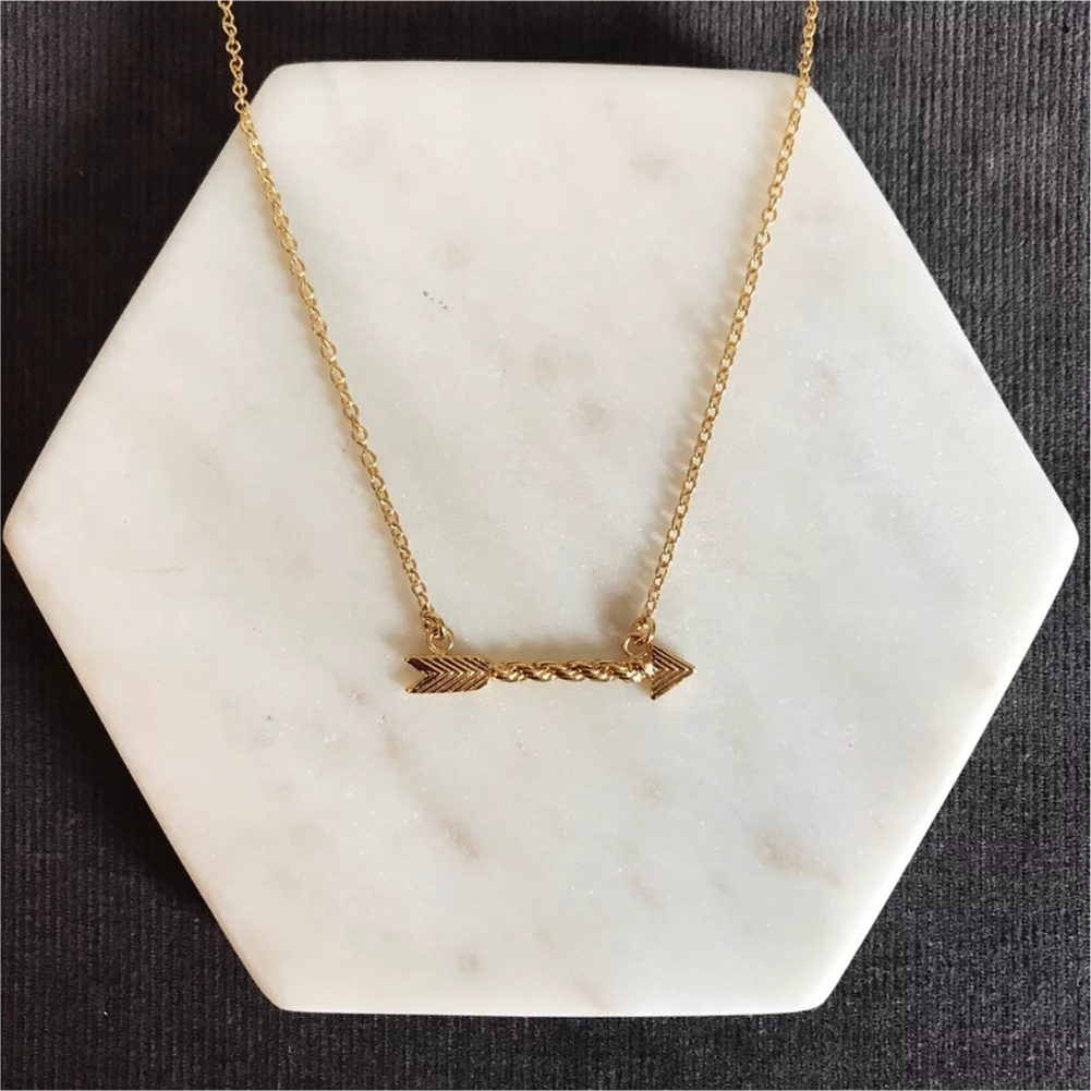 Yvonne Ryan Jewellery Arrow Sterling Silver Gold Plated Side