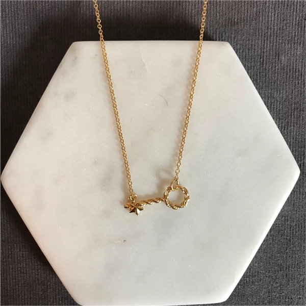 Mini Key Sterling Silver & Gold Plated Side Chain Necklace