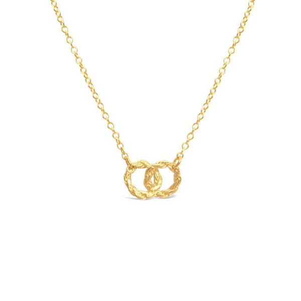 Rope Double Circle Sterling Silver & Gold-Plated Mini Pendant Necklace