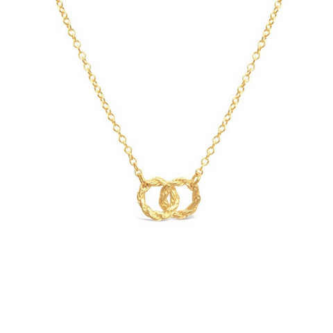Rope Double Circle Sterling Silver & Gold-Plated Mini Pendant Necklace