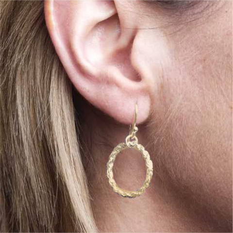 Rope Circle Sterling Silver & Gold-Plated Medium Drop Earrings