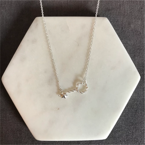 Mini Key Sterling Silver Side Chain Necklace