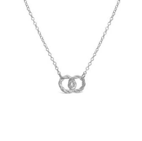 Rope Double Circle Sterling Silver Mini Pendant Necklace