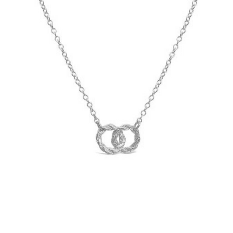 Rope Double Circle Sterling Silver Mini Pendant Necklace