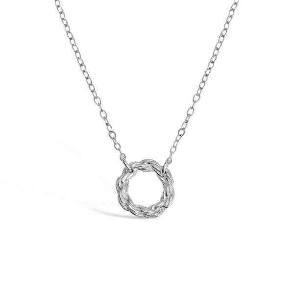 Rope Circle Sterling Silver Mini Pendant Necklace