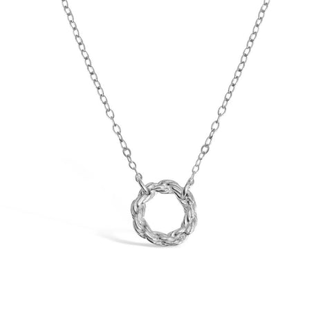 Rope Circle Sterling Silver Mini Pendant Necklace