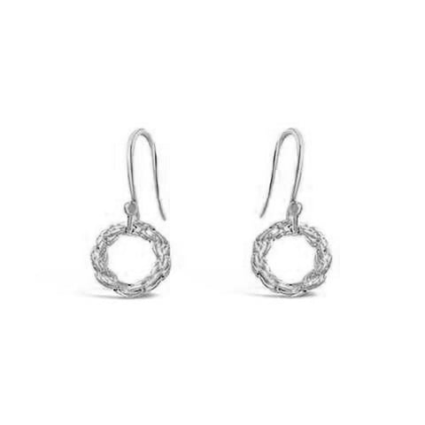 Rope Circle Sterling Silver Mini Drop Earrings