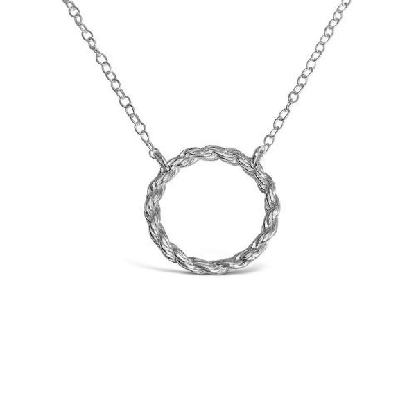 Rope Circle Sterling Silver Pendant Necklace