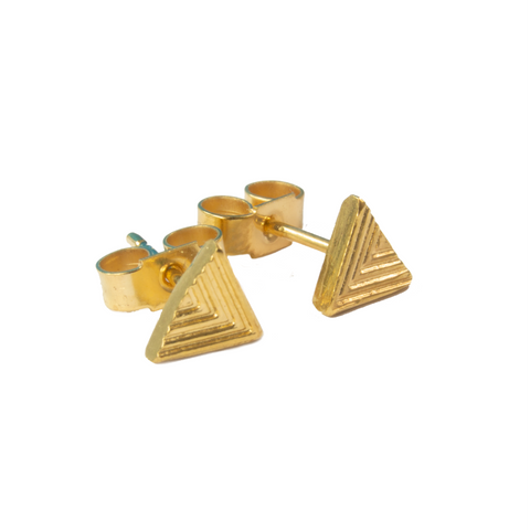 Triangle Sterling Silver & Gold-Plated Stud Earrings
